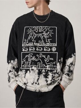 Goodie Two Sleeves Keith Haring Collab Long Sleeve Tee Graphic Pop Art S/M